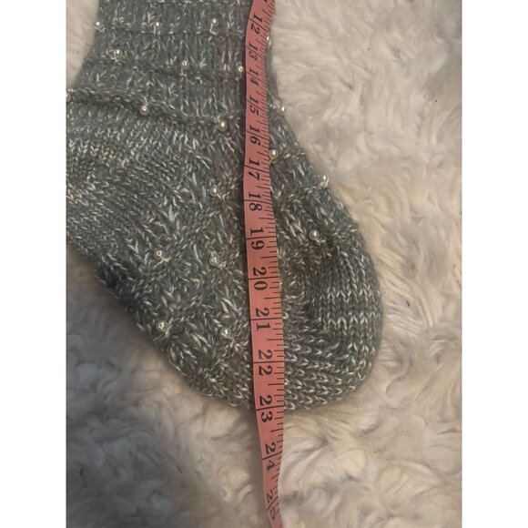 Artic Holiday Knit Christmas Stocking with Faux Pearls and Fur Trim - Picture 9 of 9